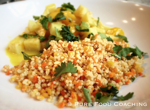 Quinoa linzen met koolraap kerrie klein